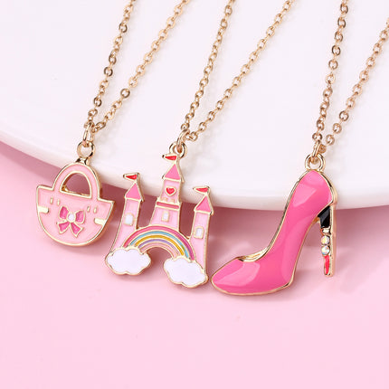 Conjunto Infantil De Collares Con Dijes De Corona, Zapato Y Bolso