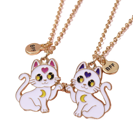 Collar Magnético Infantil De Aleación Con Dijes De Gato Y Dinosaurio