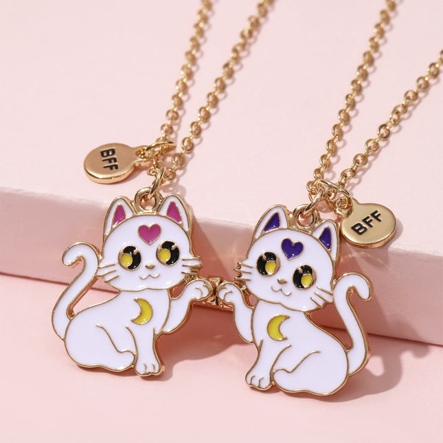 Collar Magnético Infantil De Aleación Con Dijes De Gato Y Dinosaurio