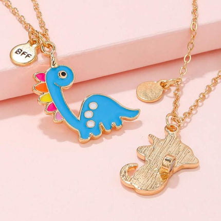 Collar Magnético Infantil De Aleación Con Dijes De Gato Y Dinosaurio