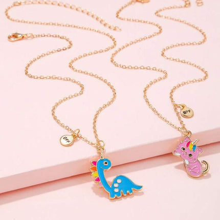 Collar Magnético Infantil De Aleación Con Dijes De Gato Y Dinosaurio