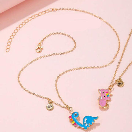 Collar Magnético Infantil De Aleación Con Dijes De Gato Y Dinosaurio