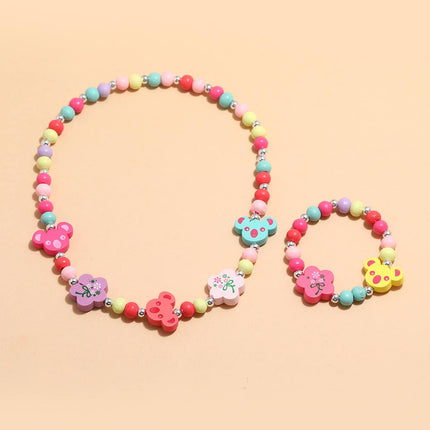 Collar Y Pulsera Coloridas Conjunto Infantil De Joyería Con Animales