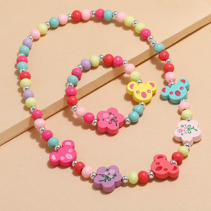 Collar Y Pulsera Coloridas Conjunto Infantil De Joyería Con Animales