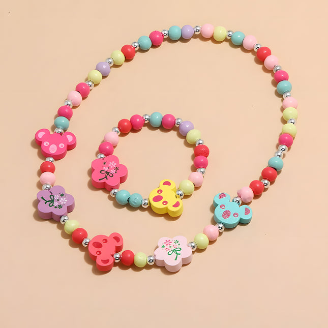Collar Y Pulsera Coloridas Conjunto Infantil De Joyería Con Animales