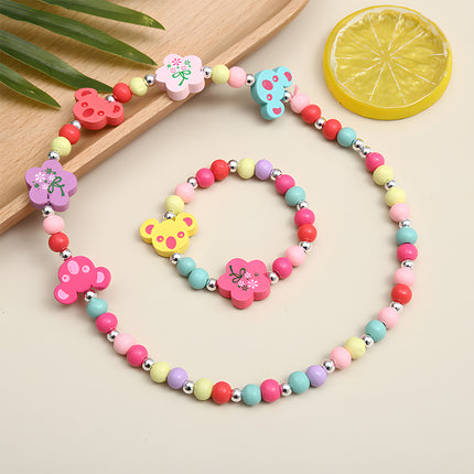Collar Y Pulsera Coloridas Conjunto Infantil De Joyería Con Animales