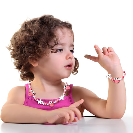 Collar Y Pulsera Coloridas Conjunto Infantil De Joyería Con Animales