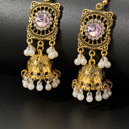 Conjunto De Collar, Aretes Y Anillo Con Flecos De Zirconia Rosa