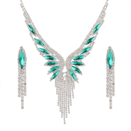 Conjunto De Collar Y Aretes De Mariposa Con Diamantes Para Boda