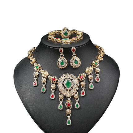Conjunto De Joyería De Aleación De 4 Piezas: Collar, Pulsera, Anillo Y Aretes