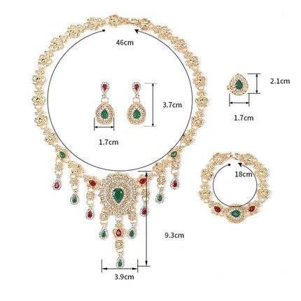 Conjunto De Joyería De Aleación De 4 Piezas: Collar, Pulsera, Anillo Y Aretes