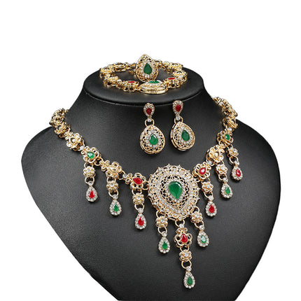 Conjunto De Joyería De Aleación De 4 Piezas: Collar, Pulsera, Anillo Y Aretes