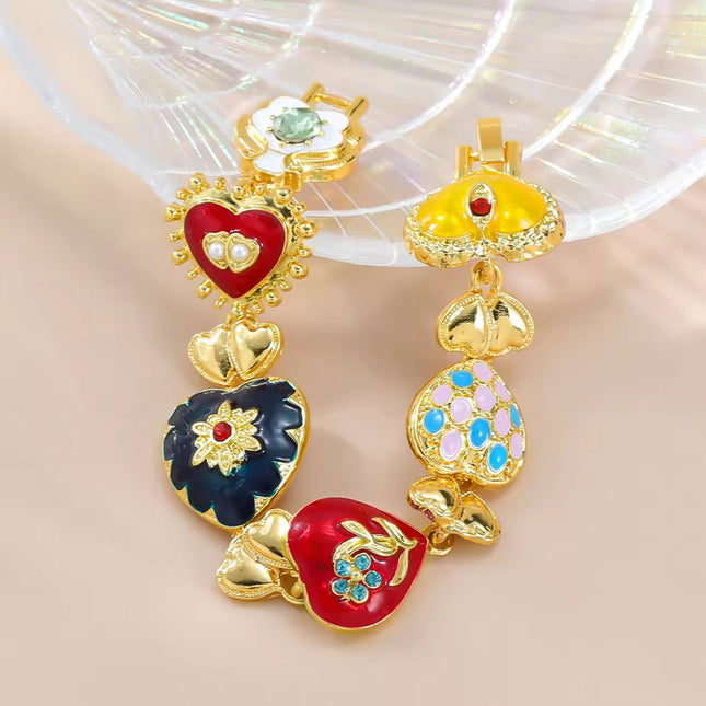 Pulsera De Corazón De Aleación Estilo Palacio Joyería con Cristales