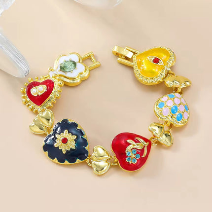 Pulsera De Corazón De Aleación Estilo Palacio Joyería con Cristales