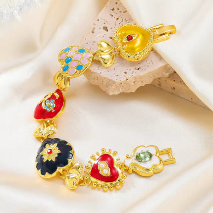 Pulsera De Corazón De Aleación Estilo Palacio Joyería con Cristales