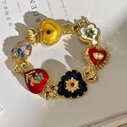 Pulsera De Corazón De Aleación Estilo Palacio Joyería con Cristales