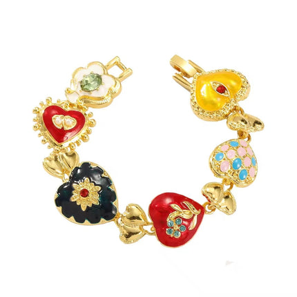 Pulsera De Corazón De Aleación Estilo Palacio Joyería con Cristales
