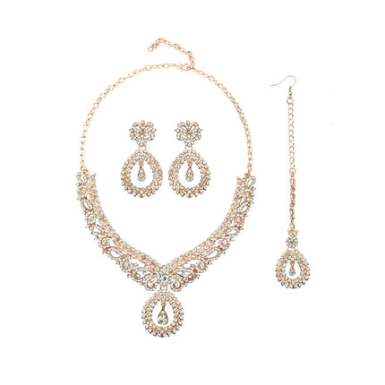 Conjunto De Joyería De Aleación Con Circon Collar De Clavícula Y Aretes