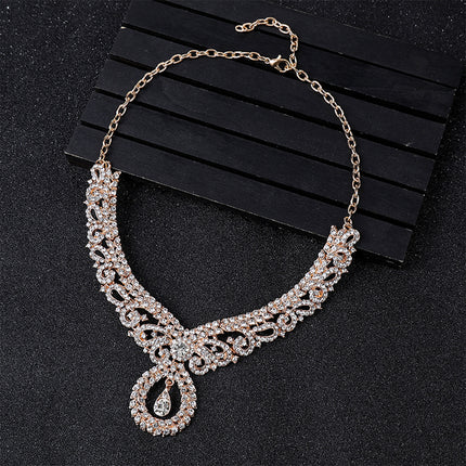 Conjunto De Joyería De Aleación Con Circon Collar De Clavícula Y Aretes
