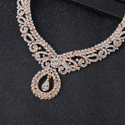 Conjunto De Joyería De Aleación Con Circon Collar De Clavícula Y Aretes
