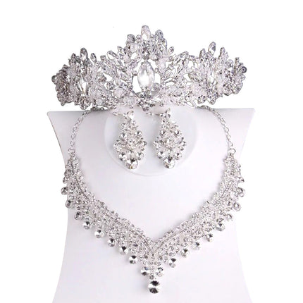 Conjunto De Collar Y Aretes Corona De Boda, Joyería De Aleación