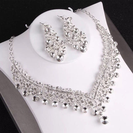 Conjunto De Collar Y Aretes Corona De Boda, Joyería De Aleación