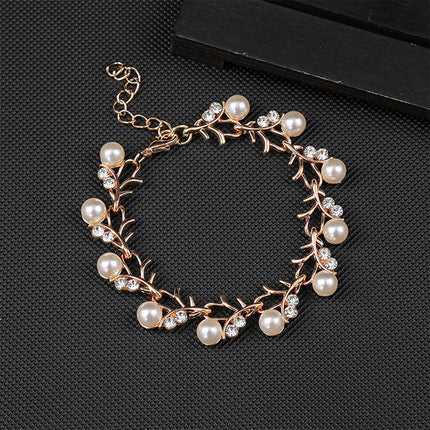 Conjunto De Collar Y Aretes De Perlas Artificiales De Aleación Elegante