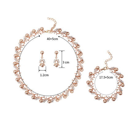 Conjunto De Collar Y Aretes De Perlas Artificiales De Aleación Elegante