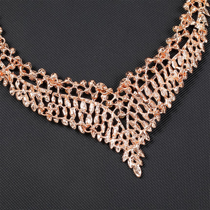 Conjunto De Collar Y Aretes De Aleación Con Cristales Multicolor Elegante