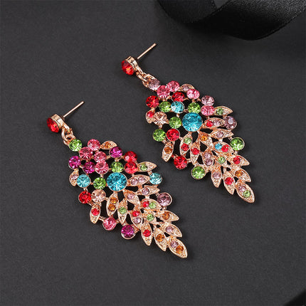 Conjunto De Collar Y Aretes De Aleación Con Cristales Multicolor Elegante