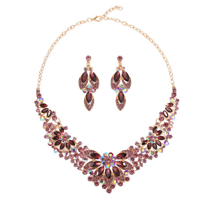 Conjunto De Collar Y Aretes De Aleación Con Incrustaciones De Circonia
