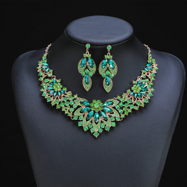 Conjunto De Collar Y Aretes De Aleación Con Incrustaciones De Circonia