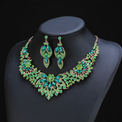 Conjunto De Collar Y Aretes De Aleación Con Incrustaciones De Circonia