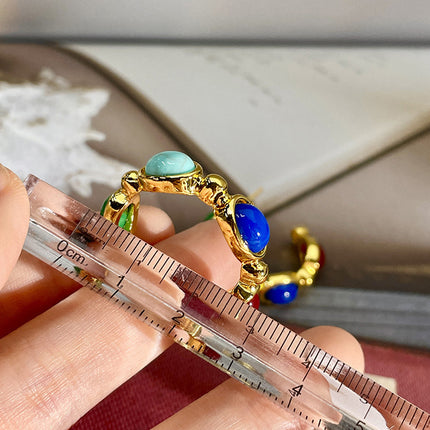 Aretes De Cristal Ovalado En Color Turquesa Con Otros Colores Diseño Único