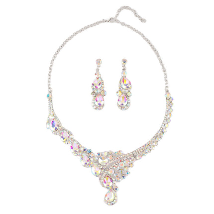 Collar Y Aretes De Aleación Con Circonia Brillante Y Elegante