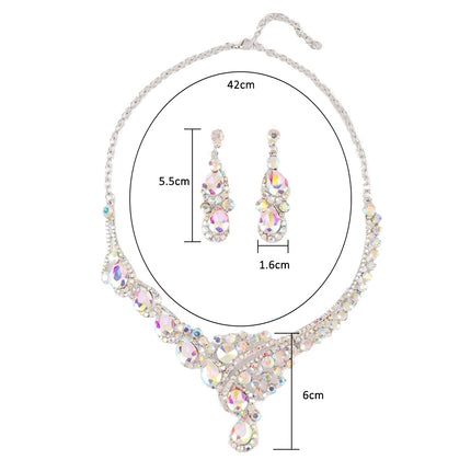 Collar Y Aretes De Aleación Con Circonia Brillante Y Elegante