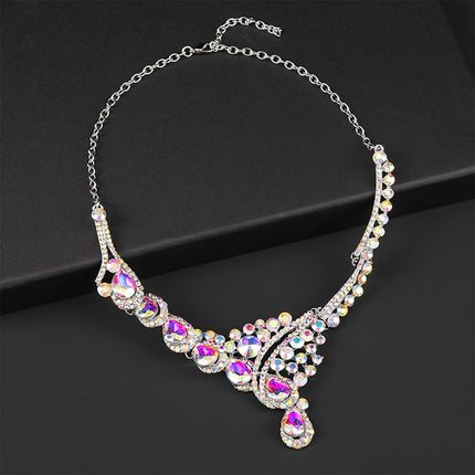 Collar Y Aretes De Aleación Con Circonia Brillante Y Elegante
