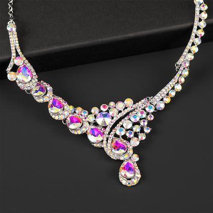Collar Y Aretes De Aleación Con Circonia Brillante Y Elegante