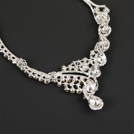 Collar Y Aretes De Aleación Con Circonia Brillante Y Elegante