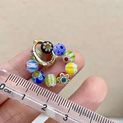 Aretes Aros De Cuentas De Cristal Sintético Multicolor, Estilo Fresco