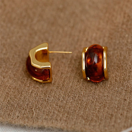 Aretes Aros Retro Semicirculares De Aleación, Diseño Clásico Y Versátil