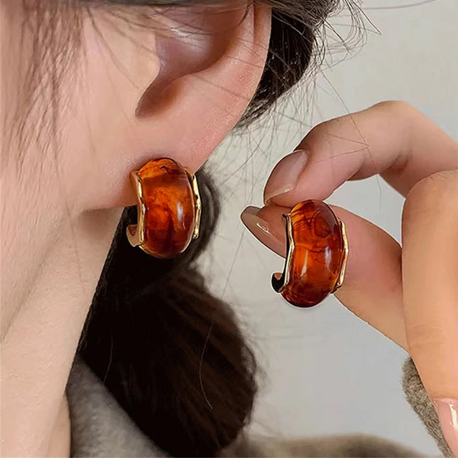 Aretes Aros Retro Semicirculares De Aleación, Diseño Clásico Y Versátil