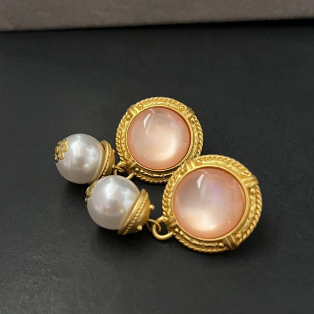 Aretes De Aleación Con Colgante De Perla Y Aro Grande, Diseño Versátil
