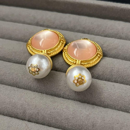 Aretes De Aleación Con Colgante De Perla Y Aro Grande, Diseño Versátil