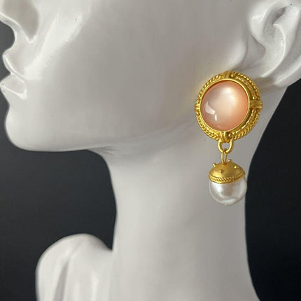 Aretes De Aleación Con Colgante De Perla Y Aro Grande, Diseño Versátil