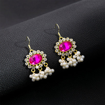 Conjunto De Collar, Aretes Y Anillo Con Zirconias Coloridas De Aleación