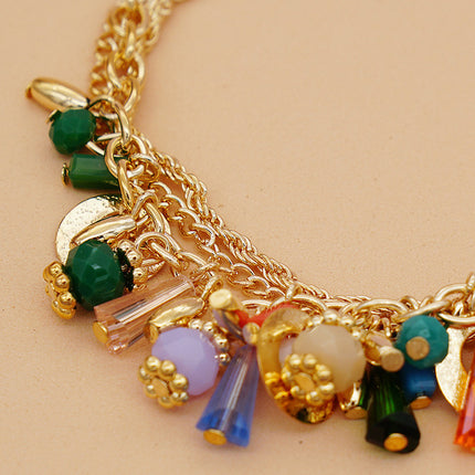 Pulsera Multicapa De Cristal De Vidrio Colorida, Estilo Bohemio Casual