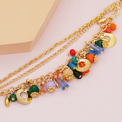 Pulsera Multicapa De Cristal De Vidrio Colorida, Estilo Bohemio Casual
