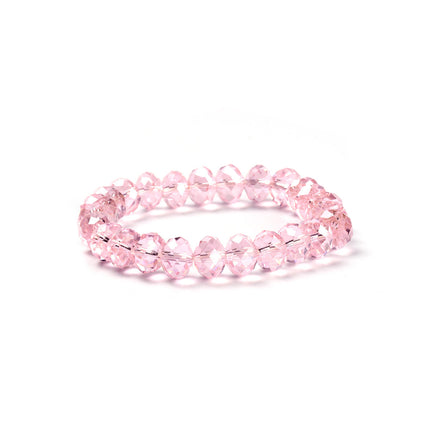 Pulsera De Mujer Con Cuentas De Cristal Rosa Artificial, Estilo Moderno