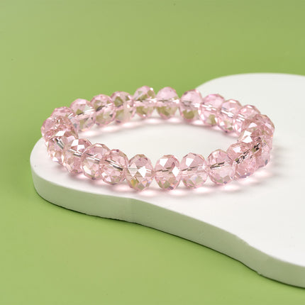 Pulsera De Mujer Con Cuentas De Cristal Rosa Artificial, Estilo Moderno